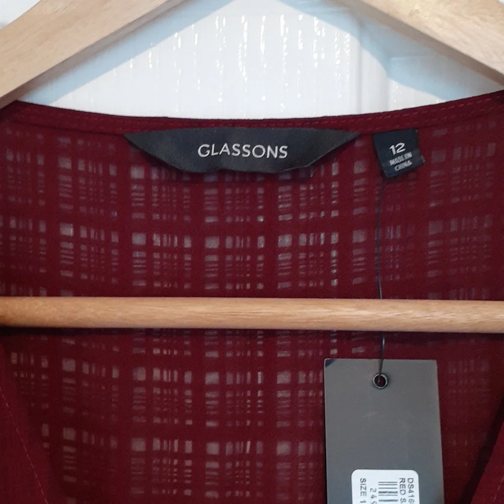 BNWT Glassons sz 12 maroon red long sleeve dress - Picture 5 of 10